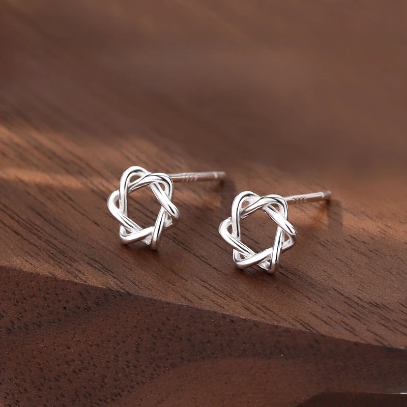 925 Sterling Silver Hypoallergenic Stud Earrings for Women Moon Star of David Maple Leaf Heart Lightning Earrings S999 Jewelry