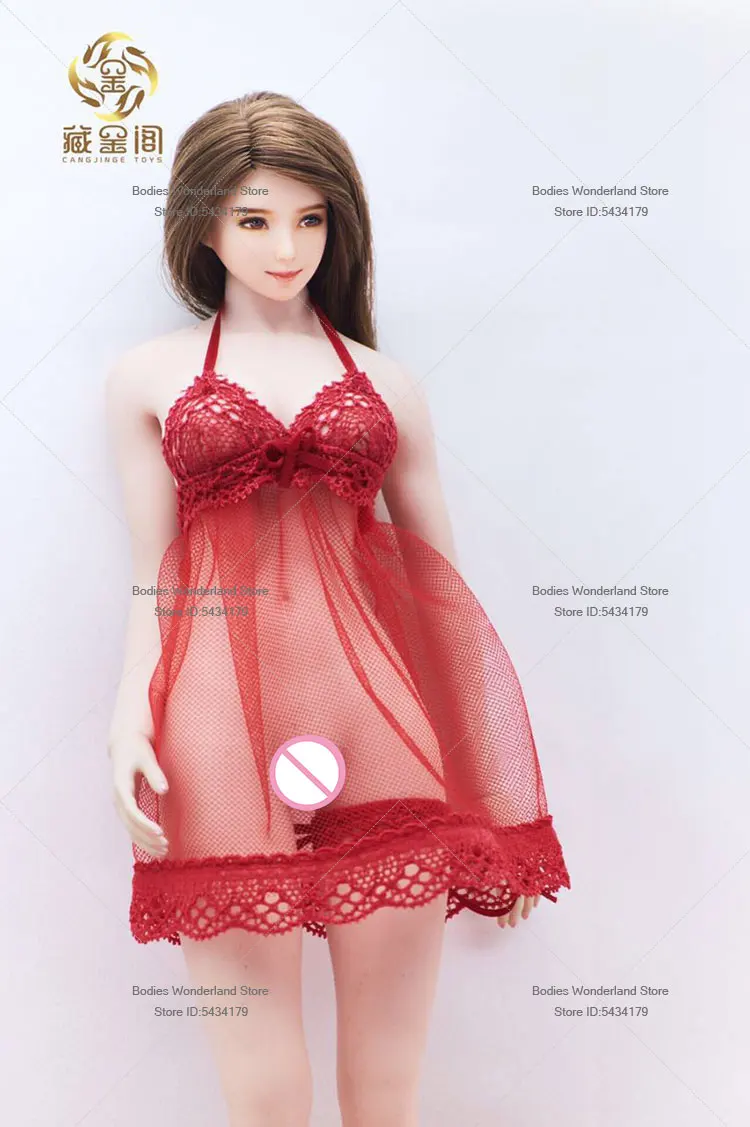 Em estoque escala 1/6 soldado feminino renda sexy pescoço pendurado pijamas cuecas para figura de ação de 12 polegadas boneca
