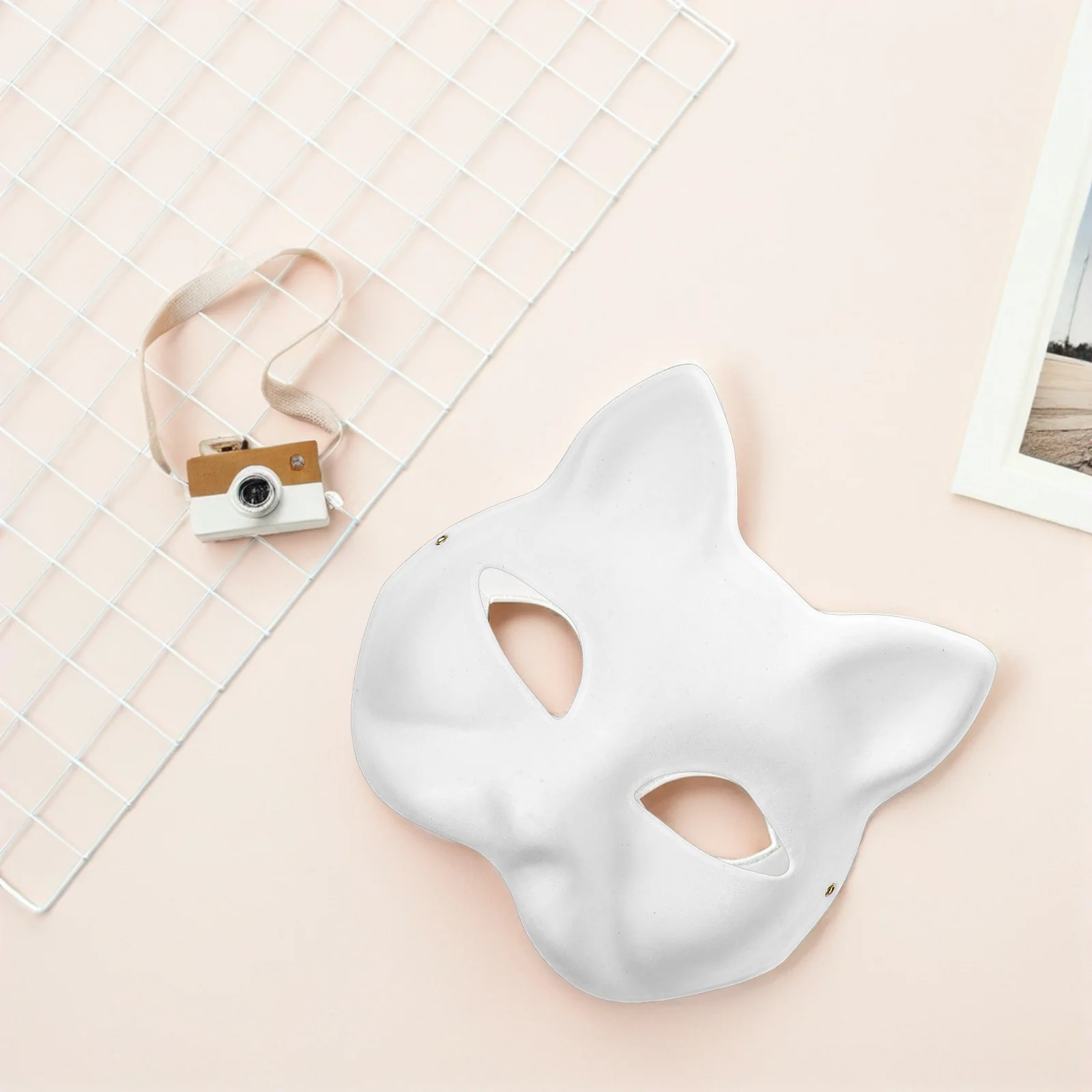 10 Pezzi Maschera Facciale a Forma di Gatto, Maschera Bianca Vuota per Dipingere a Mano, Leggera, per Feste, Cosplay, Halloween, Accessorio per Costumi per Bambini