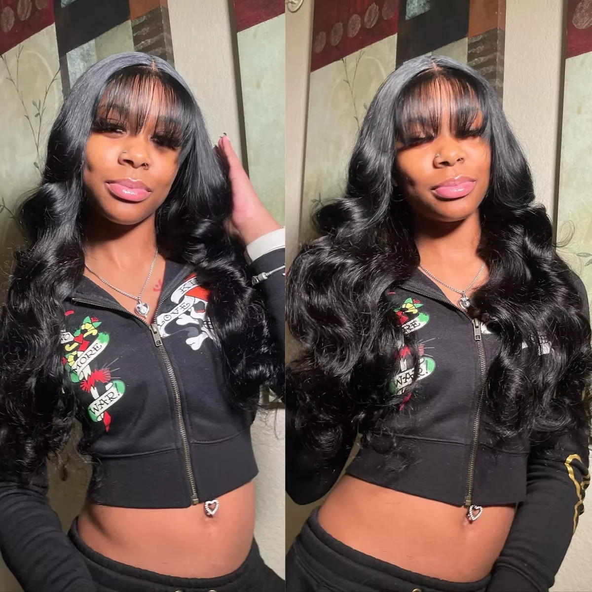180% Density Brazilian Hair Body Wave Wig With Bangs 3x1 Lace Front Wig Full Machine Made Natural Wig Human Hair For Women image 4