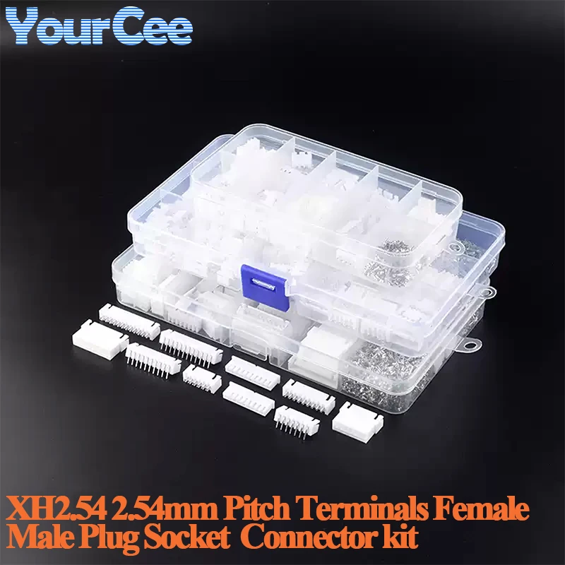 250pcs/826Pcs XH2.54 2.54mm Pitch Female Male Terminals Reed Plug Socket Straight Pin XH 2.54 Connector Kit Housing 2P 3P 4P 5P