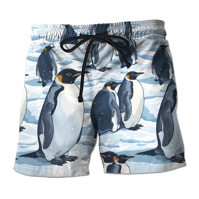 Cute Animal Penguin 3D Print Short Pants For Men Harajuku Antarctica Penguins Beach Shorts Casual Trunks Boy Trousers Bermudas
