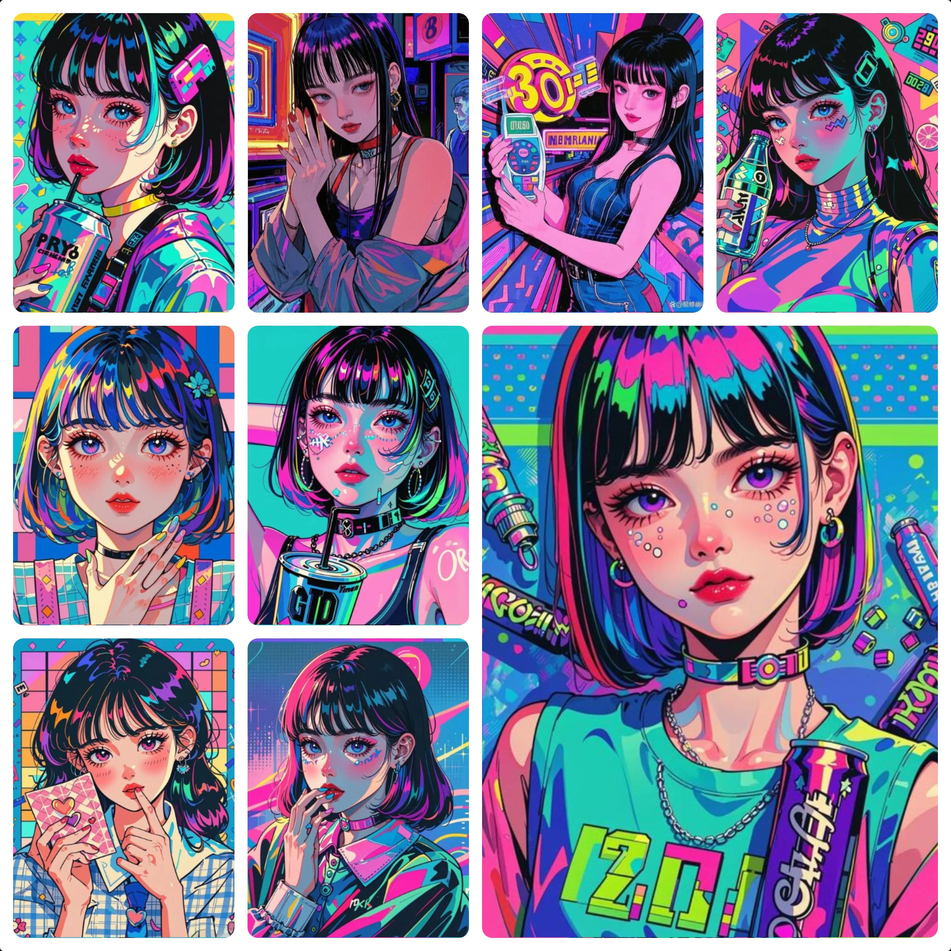 Jigsaw Puzzle 500/1000/1200/2000PCS Cyberpunk Anime Lass Neon Pink Blue DIY Hand-assembled Puzzle Stress Relief Toy Holiday Gift