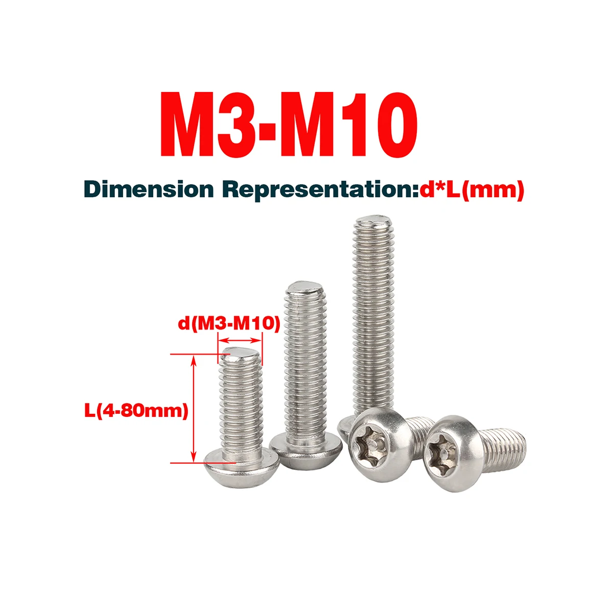 

304 Stainless Steel Internal Plum Blossom Anti-Theft Screw/Pan Head Column Shaped Bolt M3M4M5M6