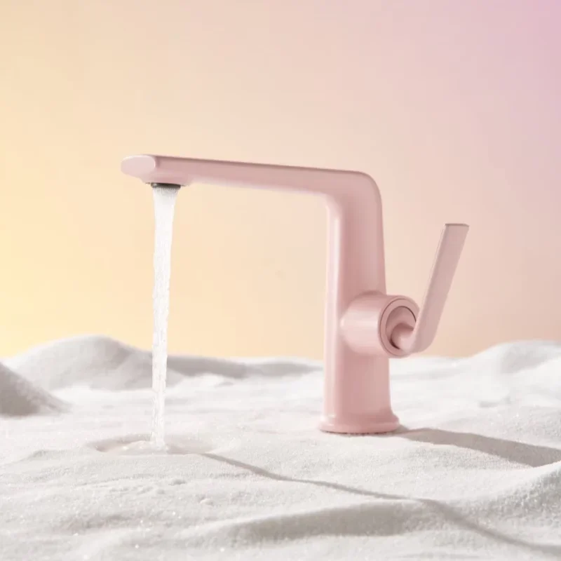 

Pink Hot and Cold Bathroom Toilet Household Wash Basin Under The Counter Basin Wash Basin Single Handle Single Hole Faucet