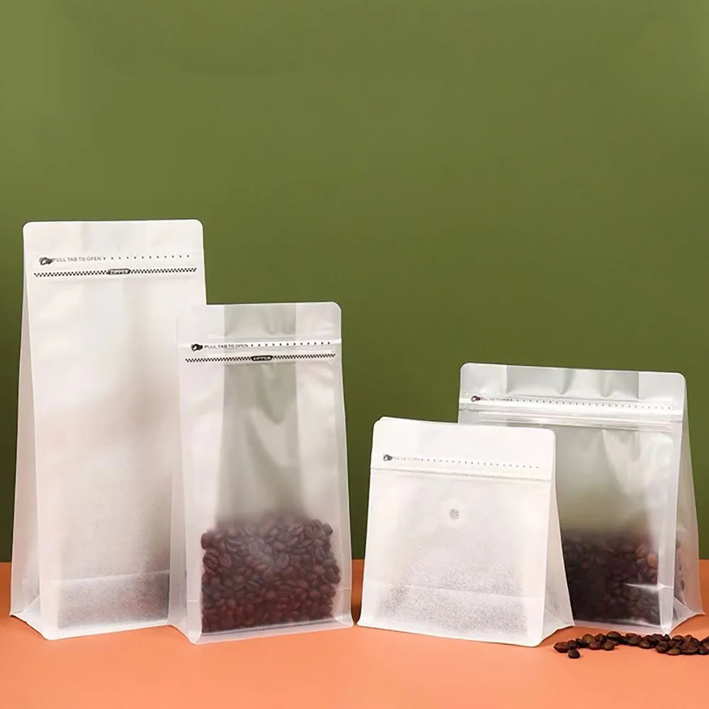 50pcs Heat Sealed Recyable White Rice Paper Valved Coffee Beans Tea Powder Food Storage Bag