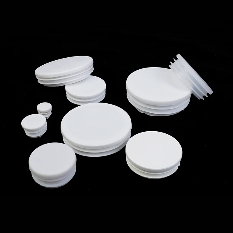 PP Plastic White Round Pipe Plug Chair Non-Slip Foot Pads Sealing Cover Dia 16 19 22 25 28 30 32 38 40 42 45 48 50 63 - 100mm