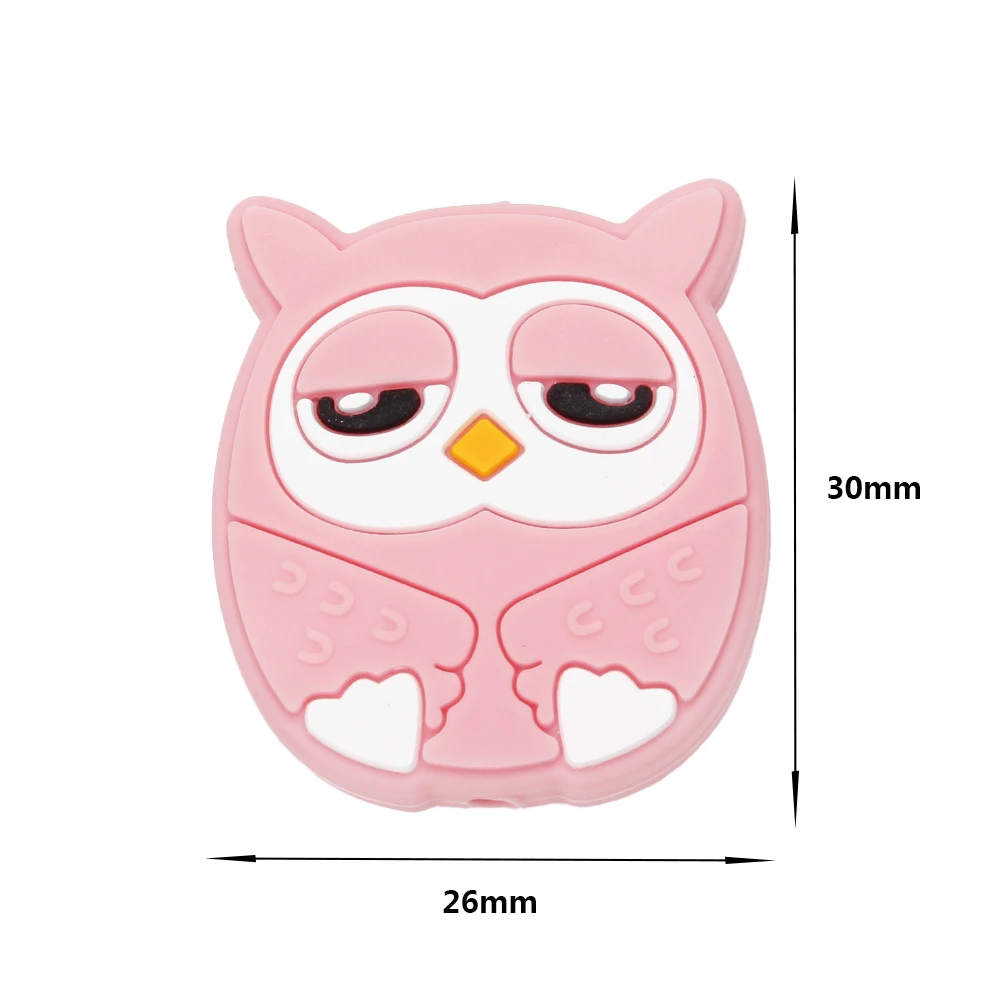 26x30mm 6Pcs/set Food Grade Silicone Owl Beads Baby Teether Bead For Jewelry Making DIY Necklace Bracelet Pacifier Chain