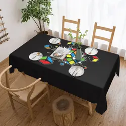 Custom Exploding Rubix Rubiks Rubics Cube Rectangular Tablecloth Oilproof Table Cloth Math Lovers Table Covers