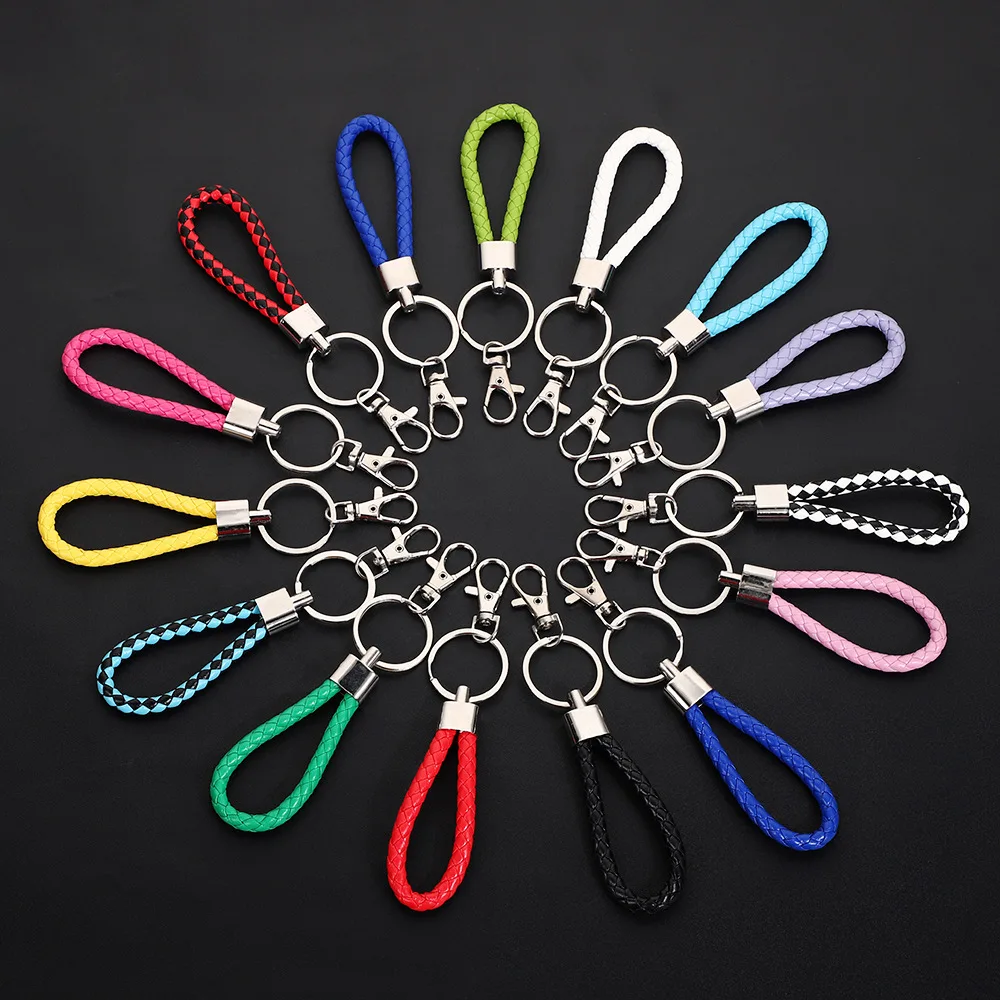 

Handmade Woven Rope Keychain Anti Lost Car Pendant PU Leather Rope Keyring Accessories Bag Hanging Decoration Creative Gift
