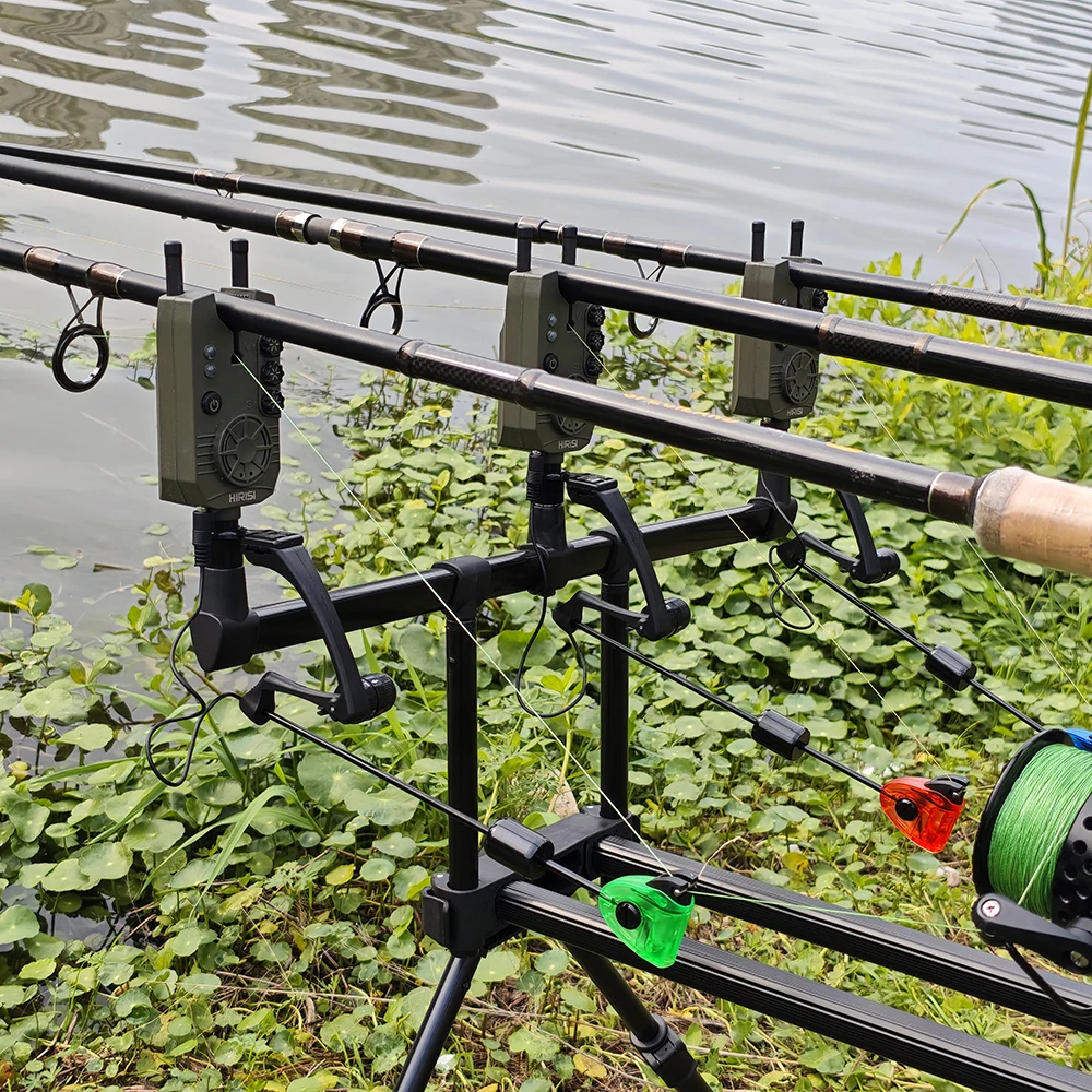 Hirisi F20-4 Drahtloser Karpfen-Bissalarm 1+4 Empfänger-Set 300M Reichweite Snag Ear Lautsprecher Armeegrün Einstellbare Lautstärke und Ton – Detail 5