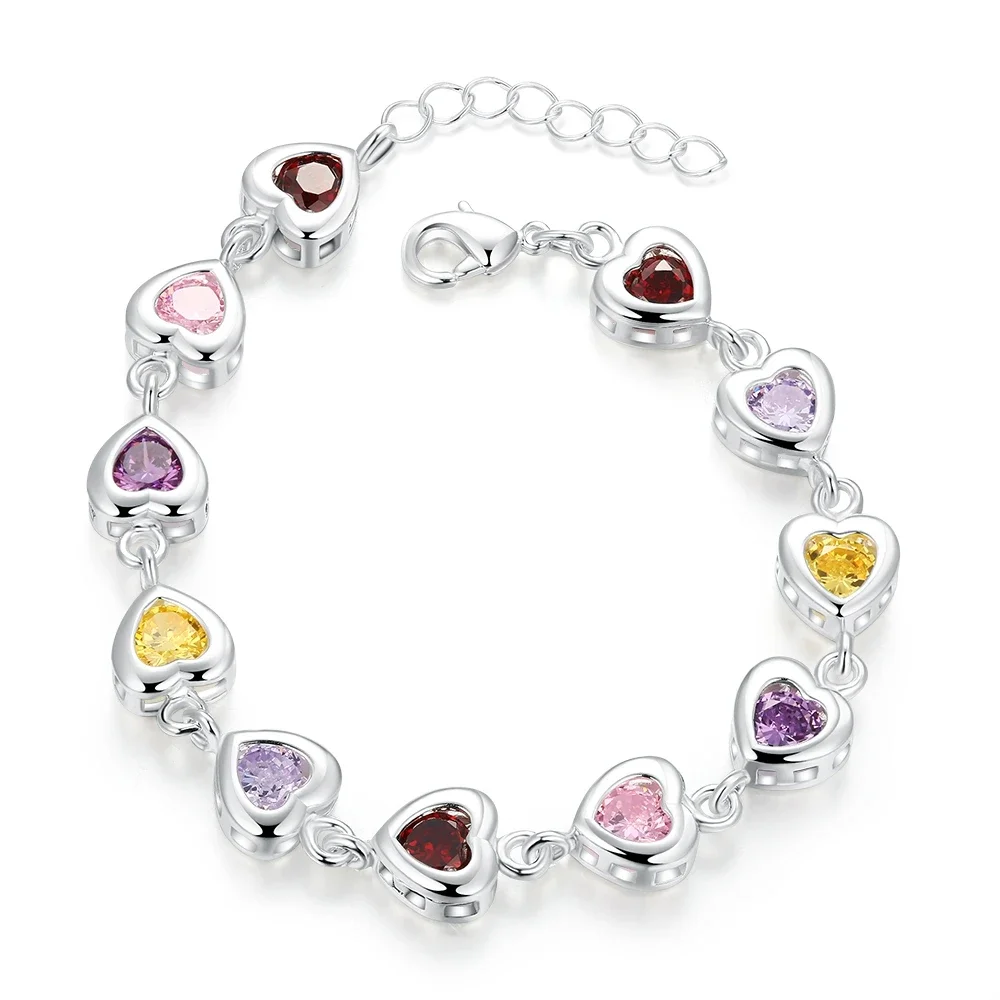 NB07 pulsera de piedra de circonita con corazón elegante para mujer, joyería de boda, compromiso romántico