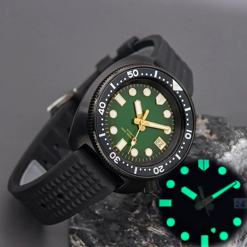 Men Turtle Abalone Dive Watch With NH35 NH36A Stainless Steel Diving Men Automatic Watch 200m Waterproof Design Mod 6105 6139