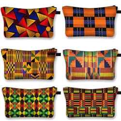 Bolsa de cosméticos con estampado de mujer africana, bolsas de maquillaje para damas Afro, estuche de cosméticos de moda para niñas, bolsas de almacenamiento de lápiz labial portátiles para viajes