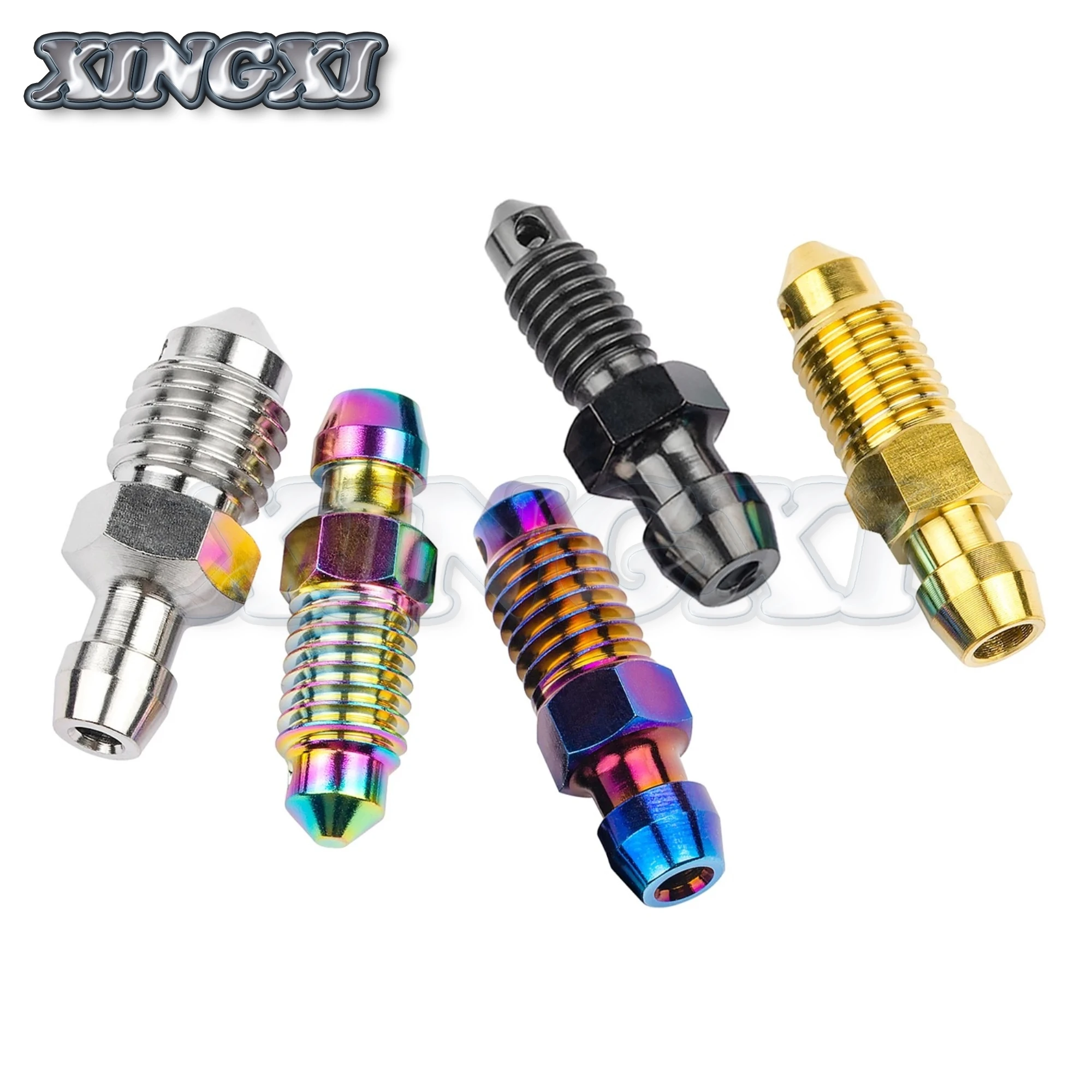 Xingxi-tornillos de desinflado de drenaje de aceite para motocicleta, aleación de titanio Ti M6, M8, M10, Perno P1.0, 1,25mm