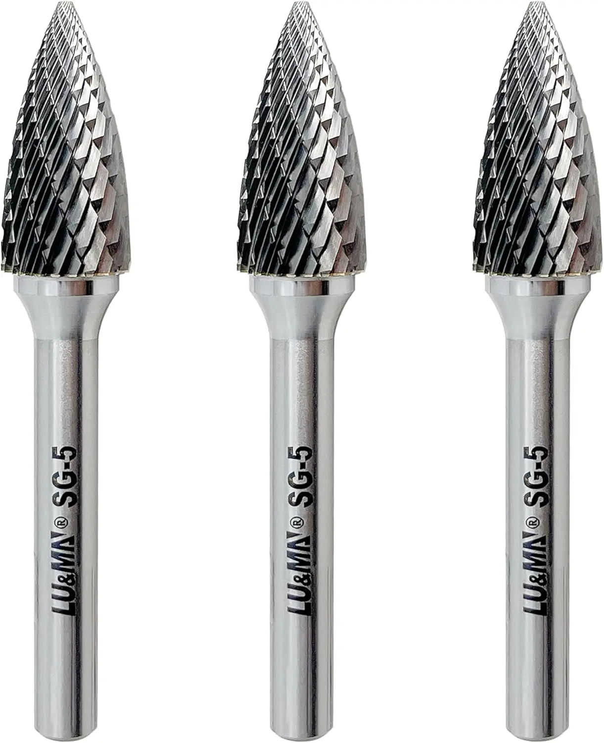 

3PCS Double Cut Tree Shape Tungsten Carbide Rotary Burr with 1/4" Shank for Die Grinder and Drill
