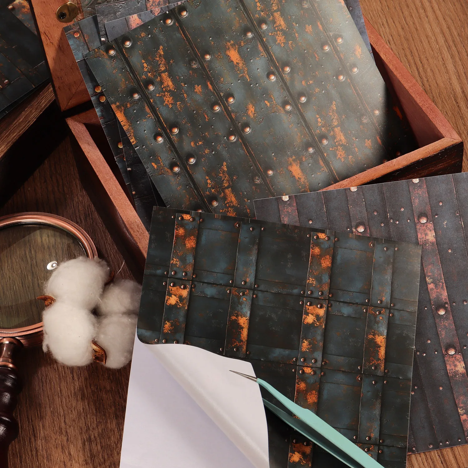12 Blatt Steampunk-Hintergrund, große, selbstklebende, ästhetische Scrapbook-Aufkleber, für Scrapbooking-Zubehör, Bastelbegeisterte – Detail 3