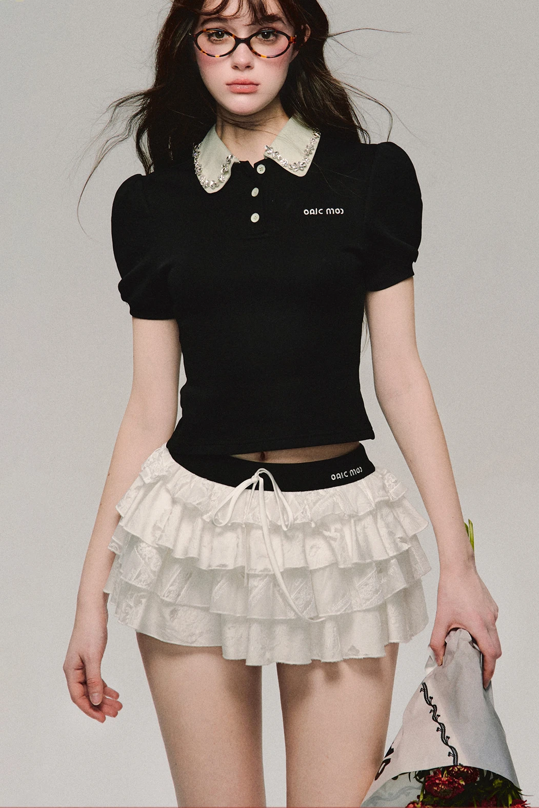 High Quality Ultra-low Waisted Cake Puffy Skirt Women's Spring White Short Skirt Embroidered with Elegant Sexy Half Skirt y2k