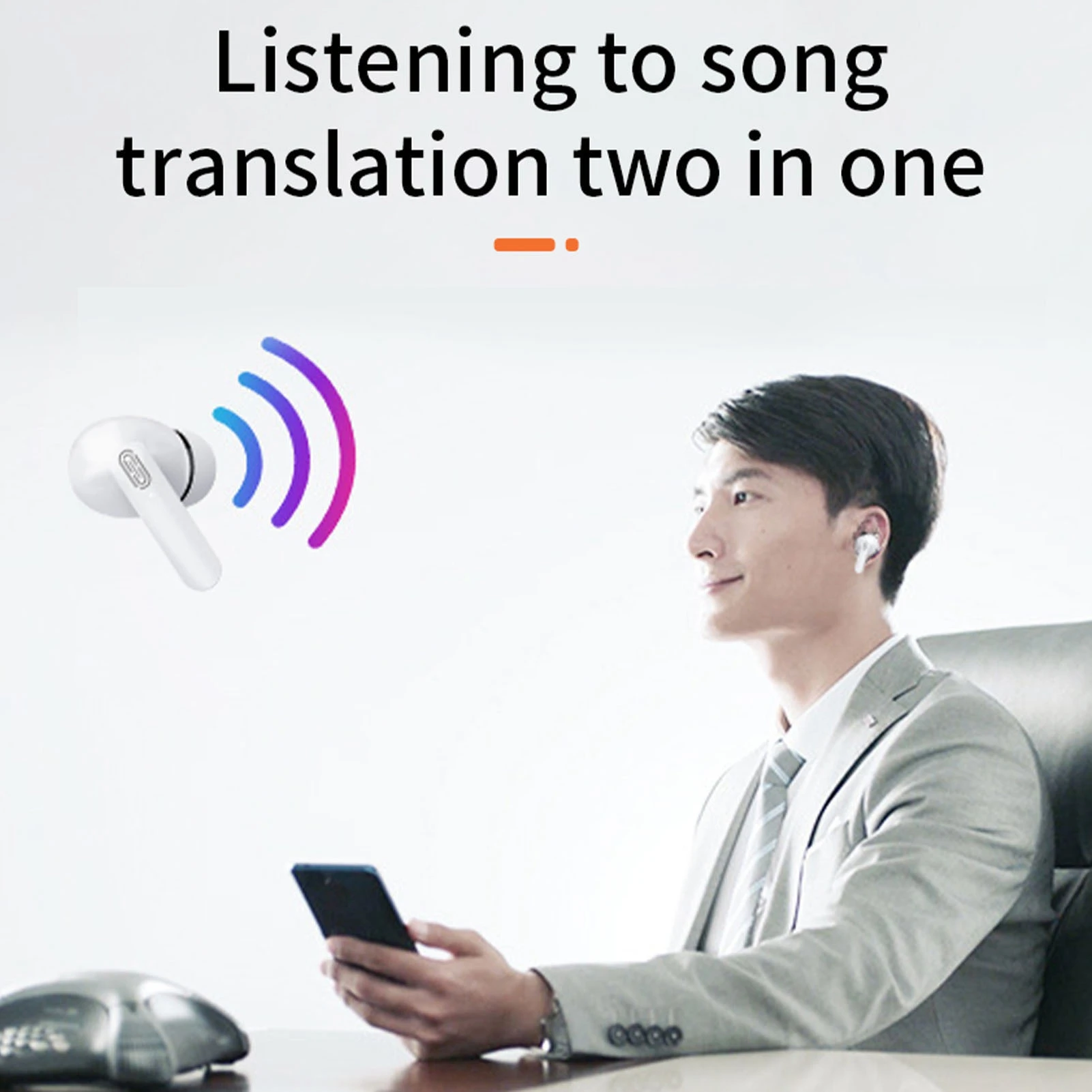 Language Translator Earbuds Easy To Operate High Accuracy Bluetooth Translation Earbuds with Speakers for Business