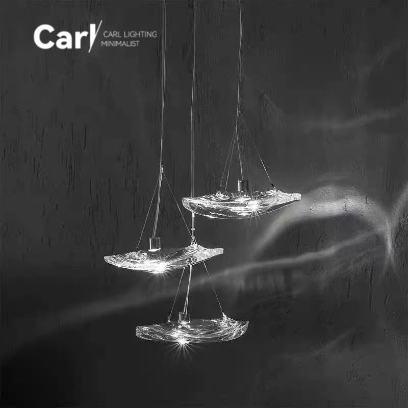 

Italian Lotus Leaf Glass Pendant Creative and Personalized Model Room Restaurant Bar Duplex Staircase Artistic Lighting Fixture