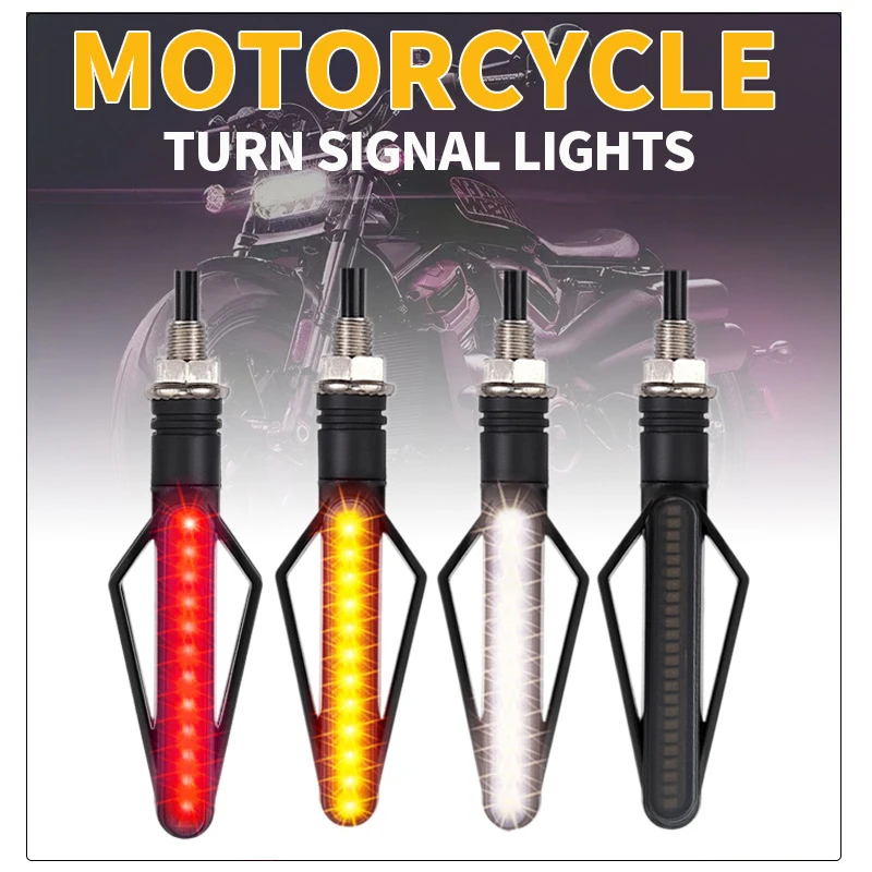 2Pcs Turn Signal lights 12V Suitable for Motorcycle Modification 24LED Dual Color Flow Direction Indicator Light Brake Lamp