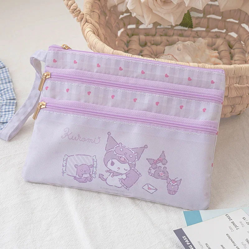 Sanrio genuine ID bag Hello Kitty passport bag storage bag three-layer compartment cute coin purse receipt bag cute card holder