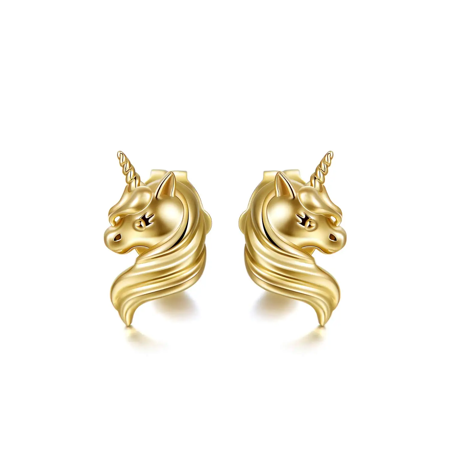 

YFN 14k Gold Unicorn Earrings for Women Girls Solid Gold Animal Studs, Lucky Jewelry Gifts