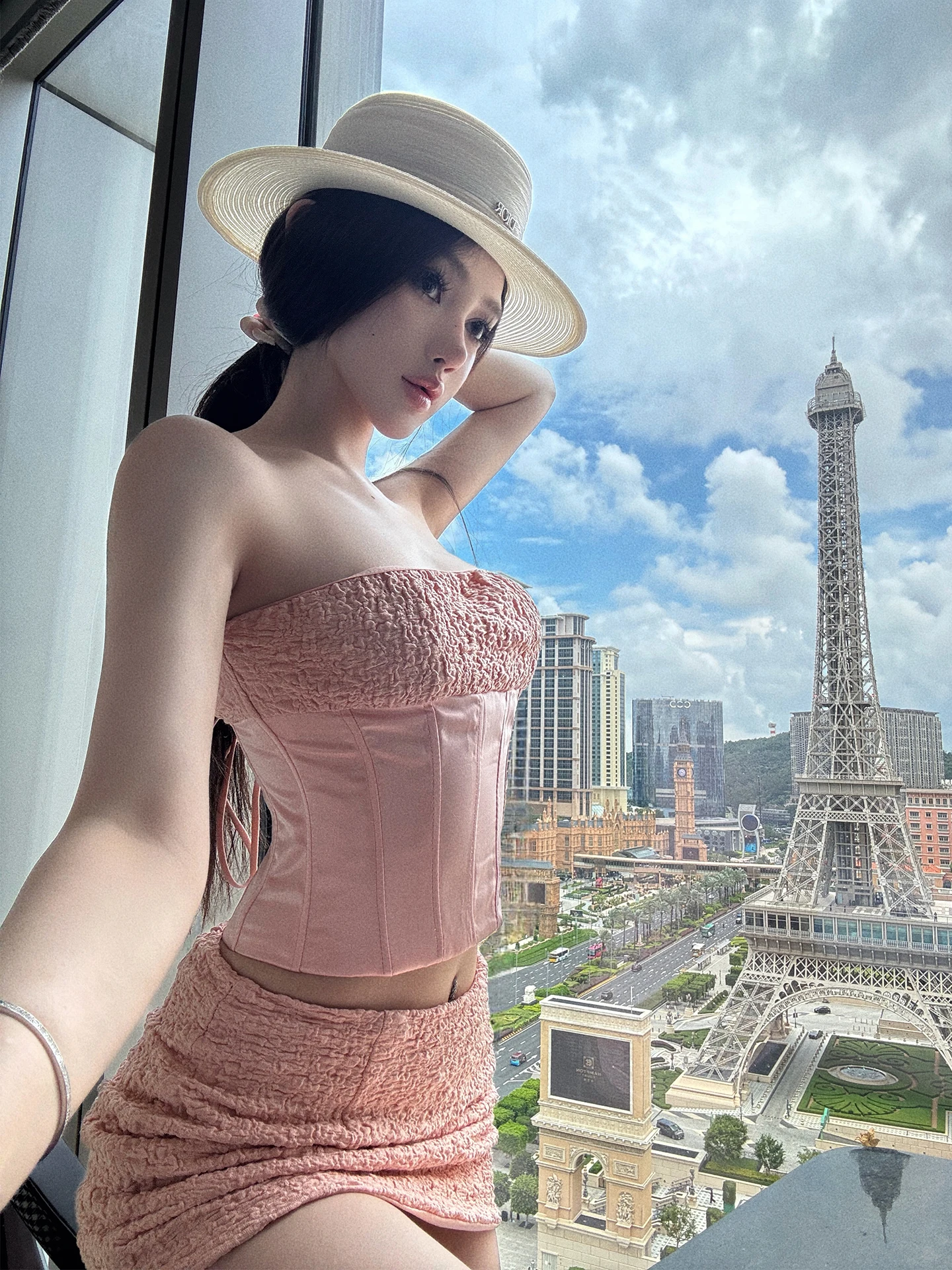 

ChiclyNana Spicy Girl Sweet And Spicy Розовый топ-труба ort Sve Комплект юбки Женский модный летний наряд Полиэфирное волокно