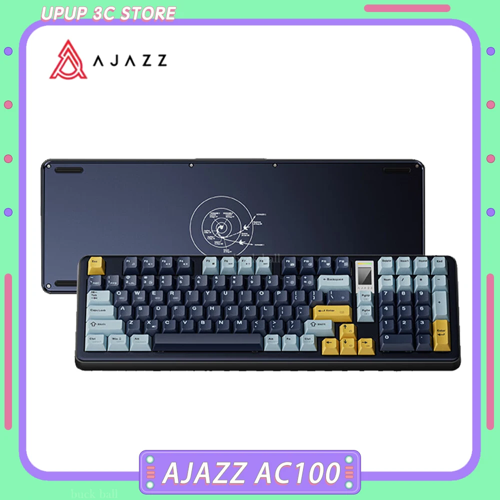 

Клавиатура AJAZZ AC100 механическая, трехрежимная Беспроводная игровая клавиатура с цветным экраном из алюминиевого сплава, с функцией замены света, офисный подарок