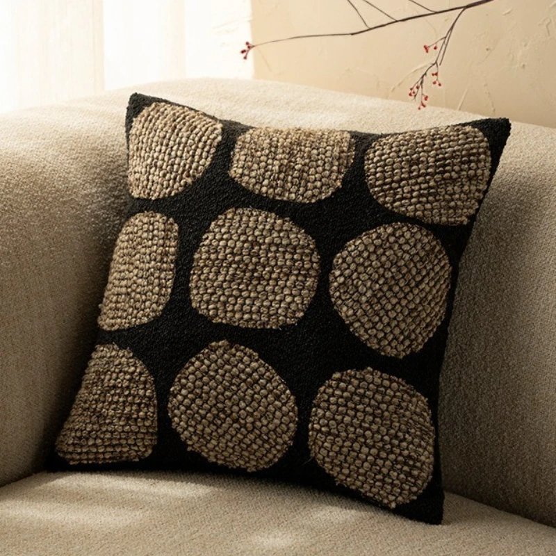 Luxury Granular Texture Embroidered Cushion Cover 45*45cm Italian Premium Retro Woven Pillow Covers Decorative Decor Home