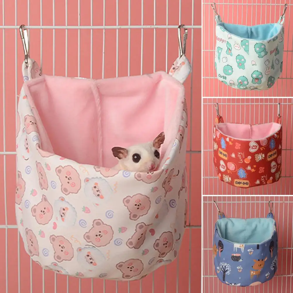 1Pc Cozy Hamster Hammock Easily Cleaned Comfortable Hamster Den Cartoon Dinosaur Pattern Squirrel Hamster Sleeping House for Pet