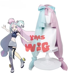 YMS Synthetic Hair Iono Cosplay Wigs Scarlet and Violet Iono 95cm Long Pink And Green Ponytail Wig Heat Resistant