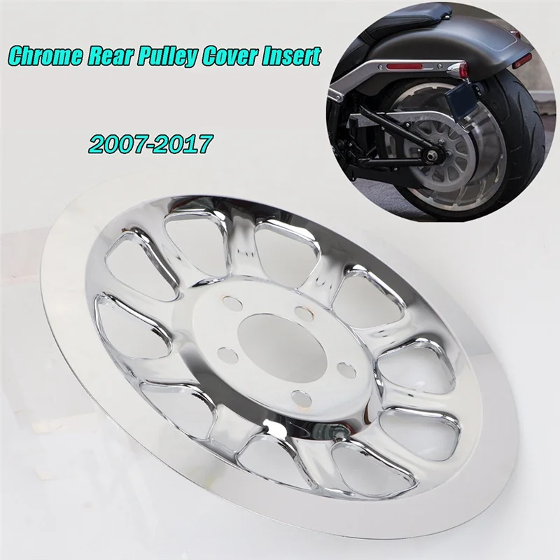 

Classic-Chrome Outer Rear Pulley Cover Insert Replacement Upgrade Parts Accessories For Softail Fat Boy Lo FLSTN FXSTC