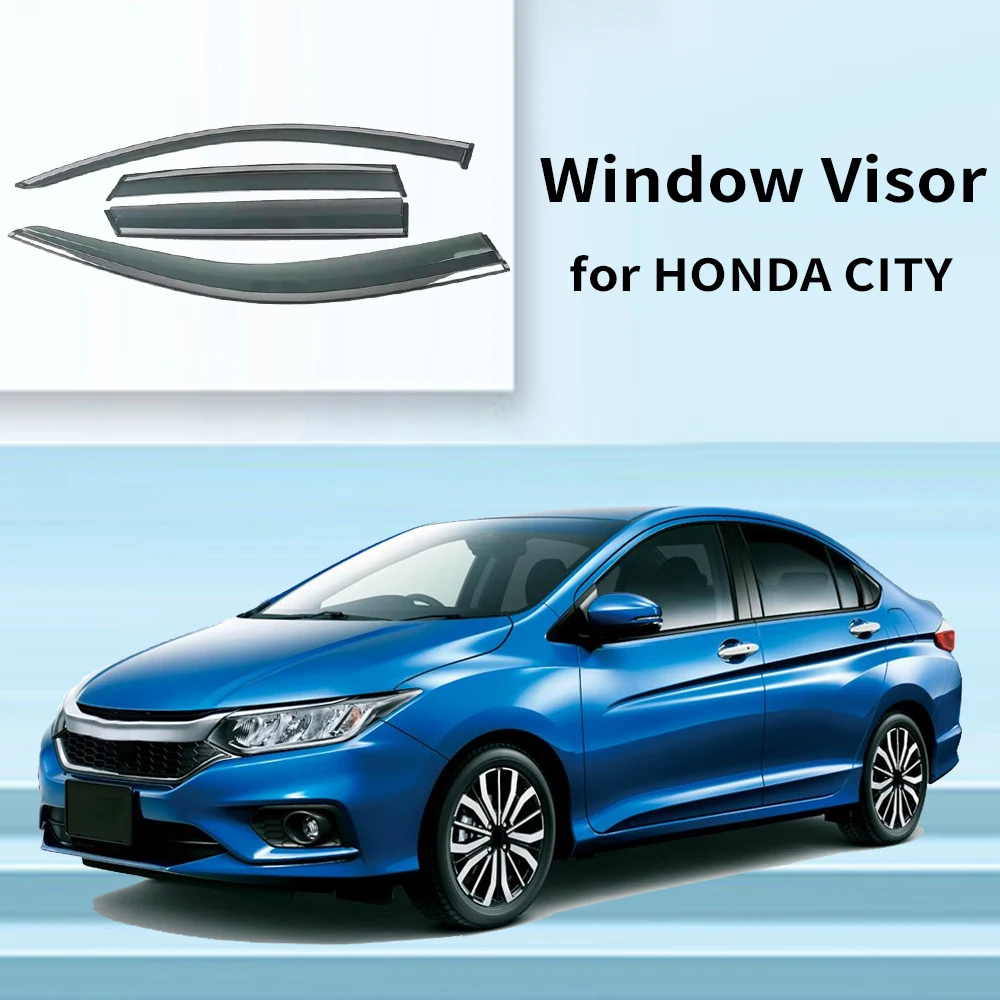 

Chrome Strips Rain Guards for HONDA CITY 2002-2019 Window Visor Wind Deflectors Door Visor Vent Shades Ventvisor
