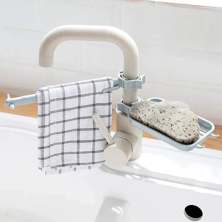 Hot Sink Hanging Storage Rack Storage Holder Sponge Bathroom Kitchen Faucet Clip Dish Cloth Clip Shelf Drain Dry Towel Organizer