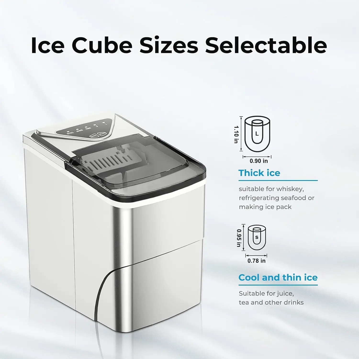 Ice Makers Countertop, Self-Cleaning Function Portable Electric Ice Cube Maker Machine 9 Bullet Ice Ready in 6 Mins 26lbs 24Hrs