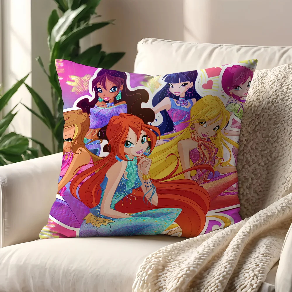 Cartoon W-Winx C-Club Magic Cushion cover Pillow Sofa Printing Decoration Room Home Office Coffee Shop Car Nordic Simplicity