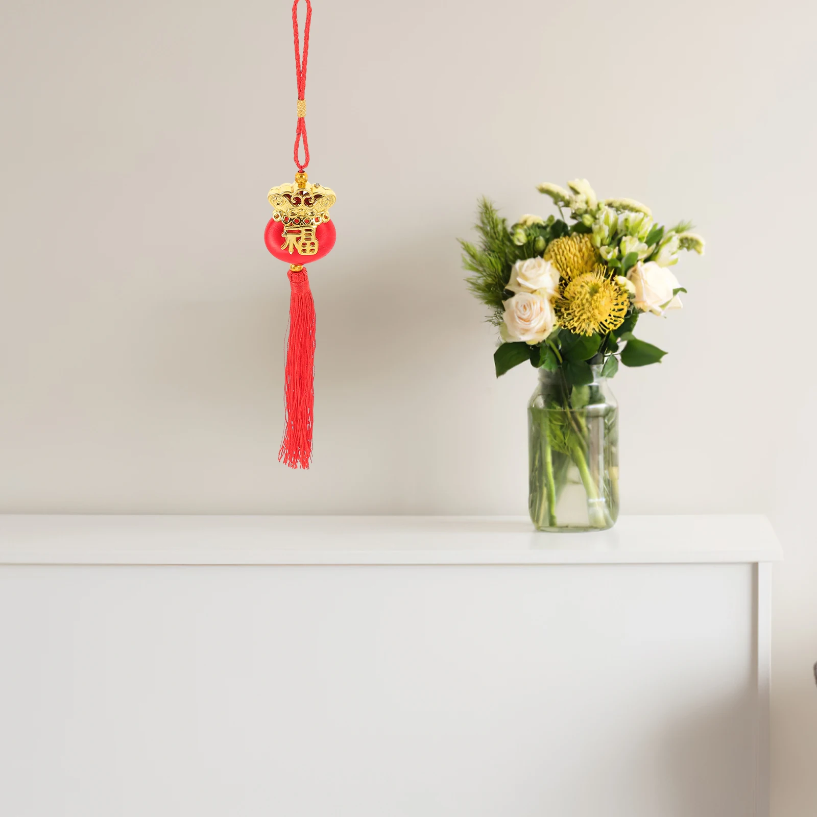 

6pcs Fu Character Pendant Hanging Lantern Decorations Small Purse Chinese Lanterns Bonsai Spring Festival New Year Outdoor