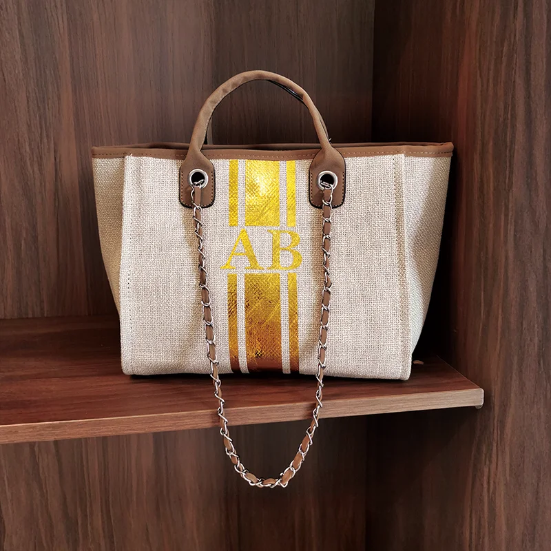 

Персонализированная цепочка, большая вместимость, 2025 г., новая настраиваемая сумка с буквами для женщин, девочек, путешествий, сумка через плечо для ежедневного использования