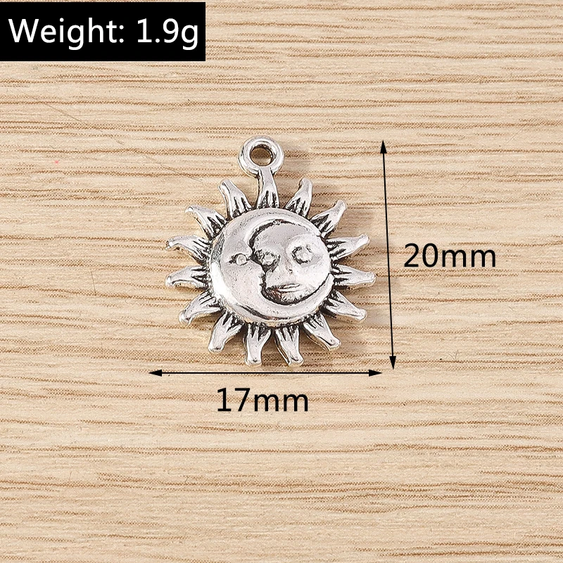 Tusember 10 Stück 28 x 34 mm niedliche Mond-Anhänger aus Legierung für die Schmuckherstellung, Halskette, Ohrringe, Armband, DIY, handgefertigtes Kunsthandwerk – Detail 24