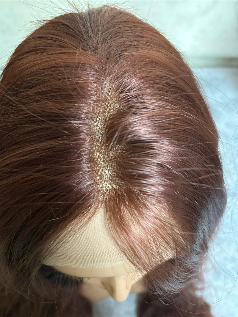 Wig sintetis renda depan untuk wanita, rambut palsu renda rambut sintetis alami warna hitam, Wig coklat panjang, rambut bayi telah ditanami