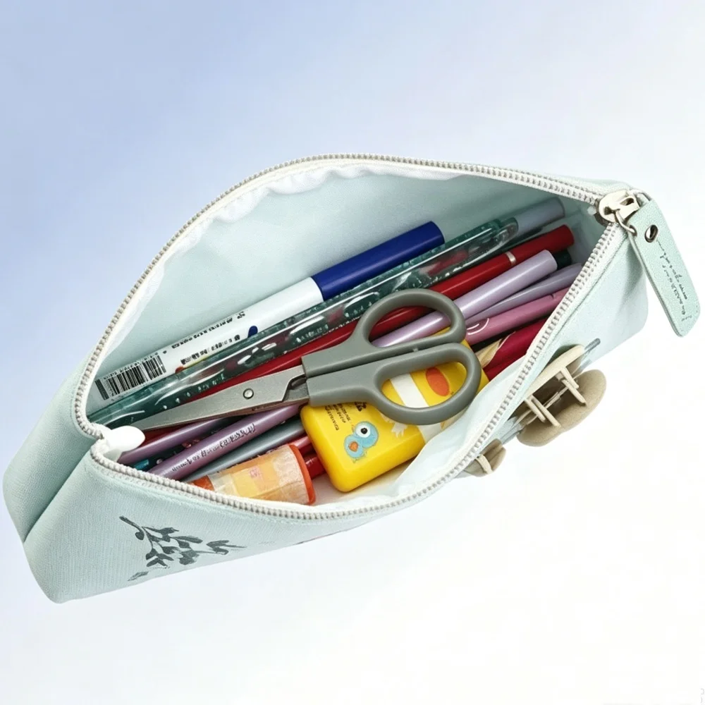 Cute Pencil Cases Cartoon Large Capacity Zipper Pencil Pouch Triangle Pen Bag Stationery Storage Bags Back To School Supplies