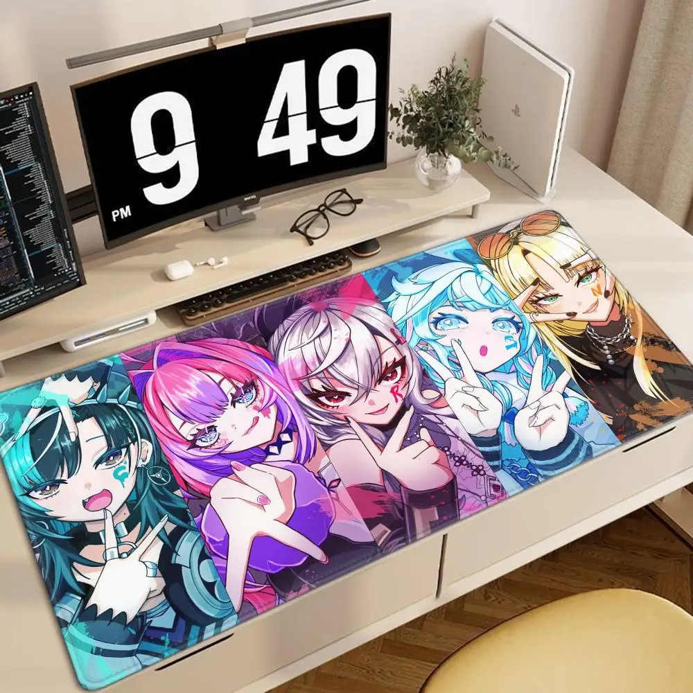 Large Speed Cute Anime Streamer Girl Gaming Mouse Pad Non Slip Rubber Stitched Edge Oversized Desk Mat For PC Gamer