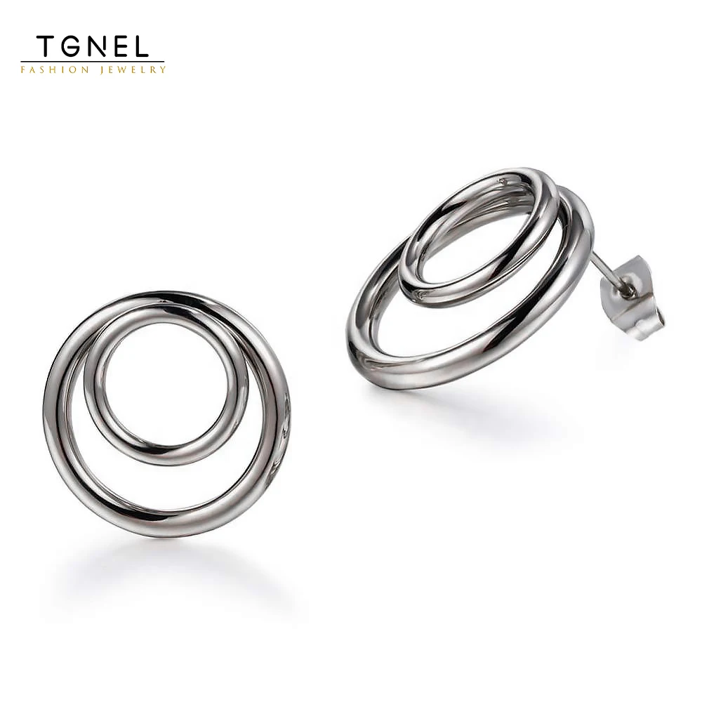 

TGNEL TA2 Pure Titanium Stud Earrings For Women Nickel Free Earrings Lightweight Polished Jewelry for Sensitive Ears Removable