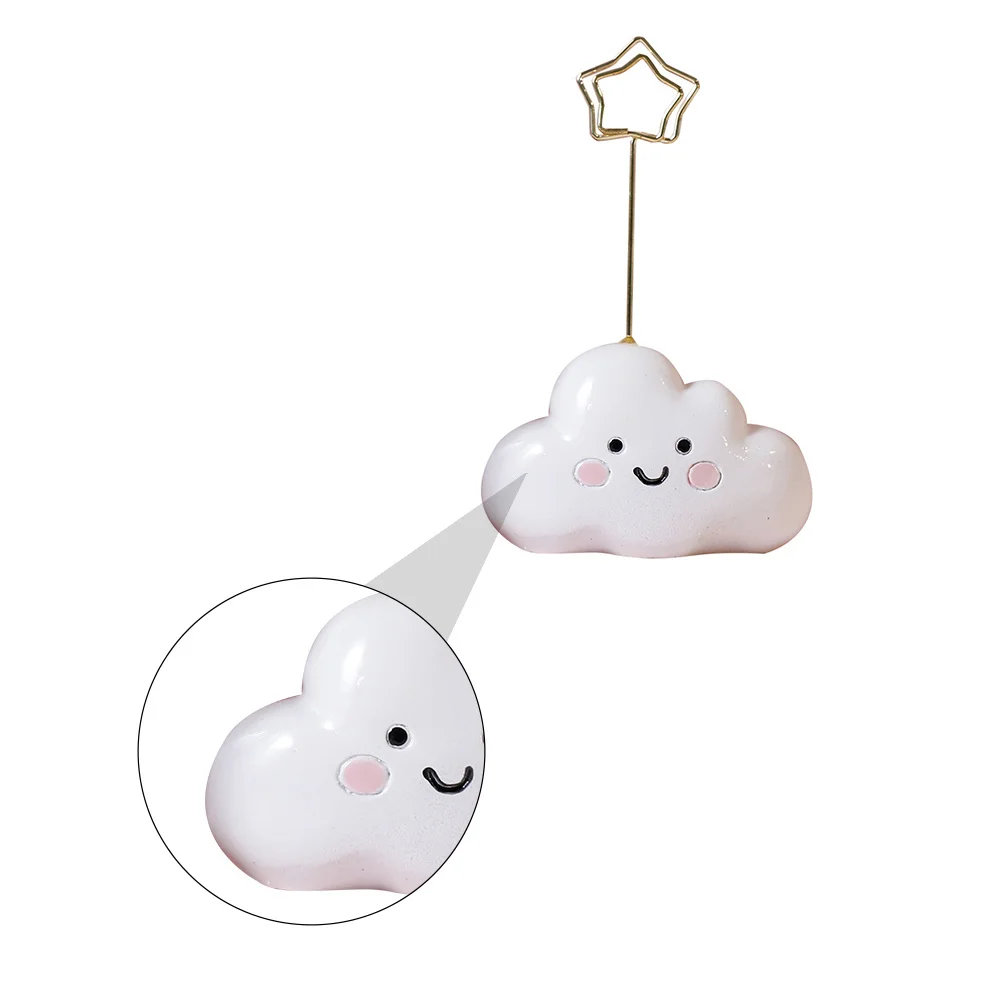 

3Pcs Cartoon Cloud Note Holder Resin Message Organizer Table Decoration Desktop Clip Photo Memo Stand Christmas Party