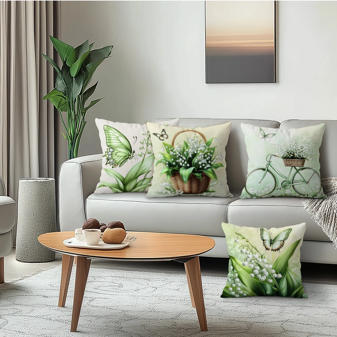 1/4pcs Set butterfly Lily Of The Valley Cushions Pillowcase Polyester Cushion Cover Throw Pillow Pillowcover Home Car Sofa Decor