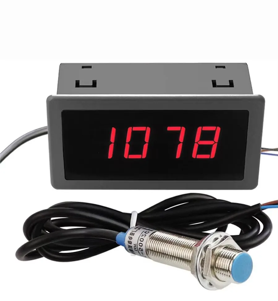 AC Tachometer 4 Digit LED Tachometer RPM Speed 220V 110V with Hall Proximity Switch Sensor NPN High Quality