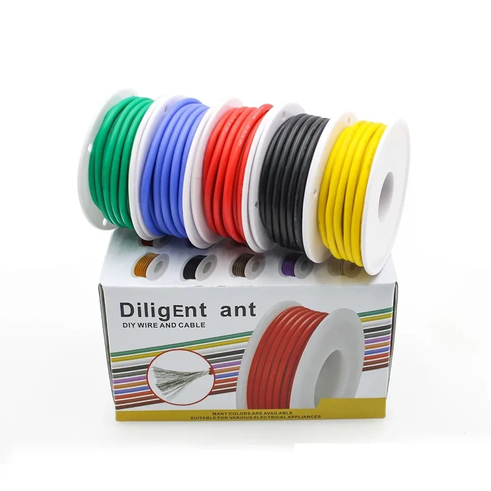 5 Colors PVC Wire 22 24 AWG Tinned Copper Stranded Wire 300V Cables Electronic Wire Cable
