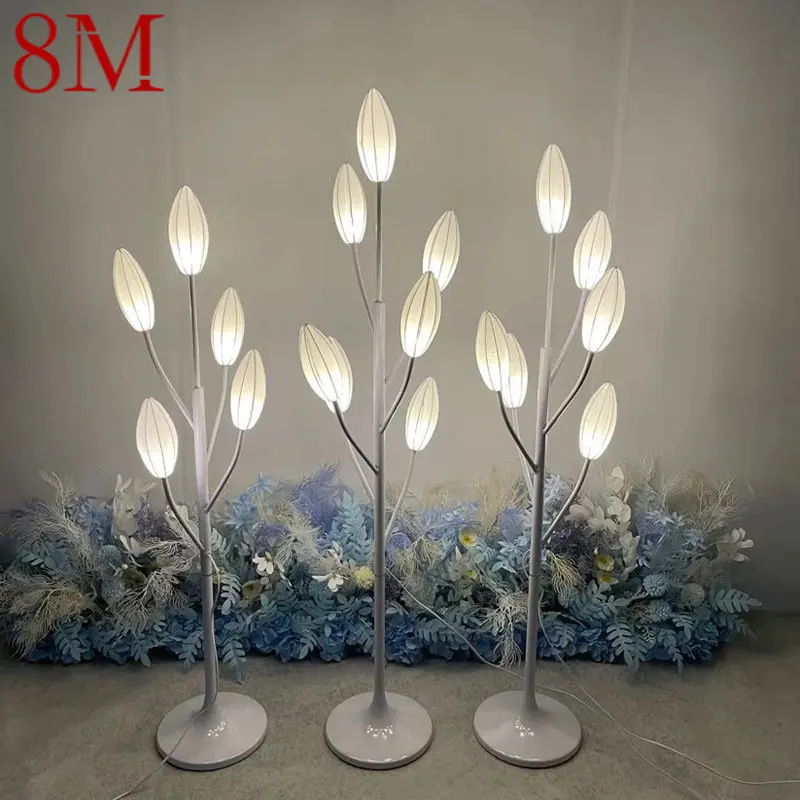 

8M Contemporary White Elegant Standing Lily Flowers Lamps Decoration Party Event LED Road Lead Wedding Lights