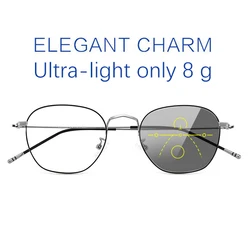 VICKI Titanium alloy retro glasses frame ultra-light thin edge metal mirror can be customized prescription multi-focus DS2001